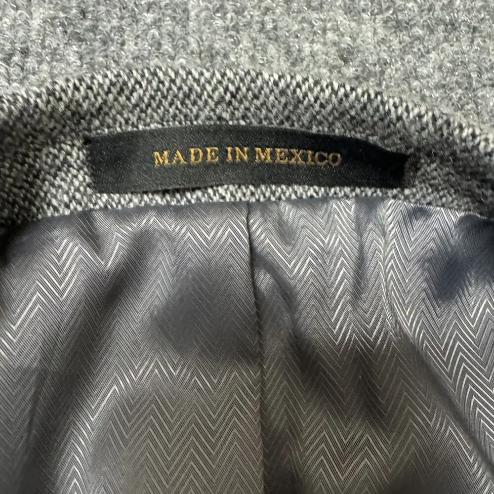 Jos A Bank Reserve Blazer 42S Gray Herringbone Italian Wool Cashmere Sport Coat